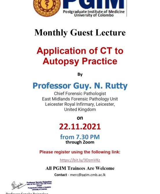 Application of CT to Autopsy Practice  By  Professor Guy. N. Rutty