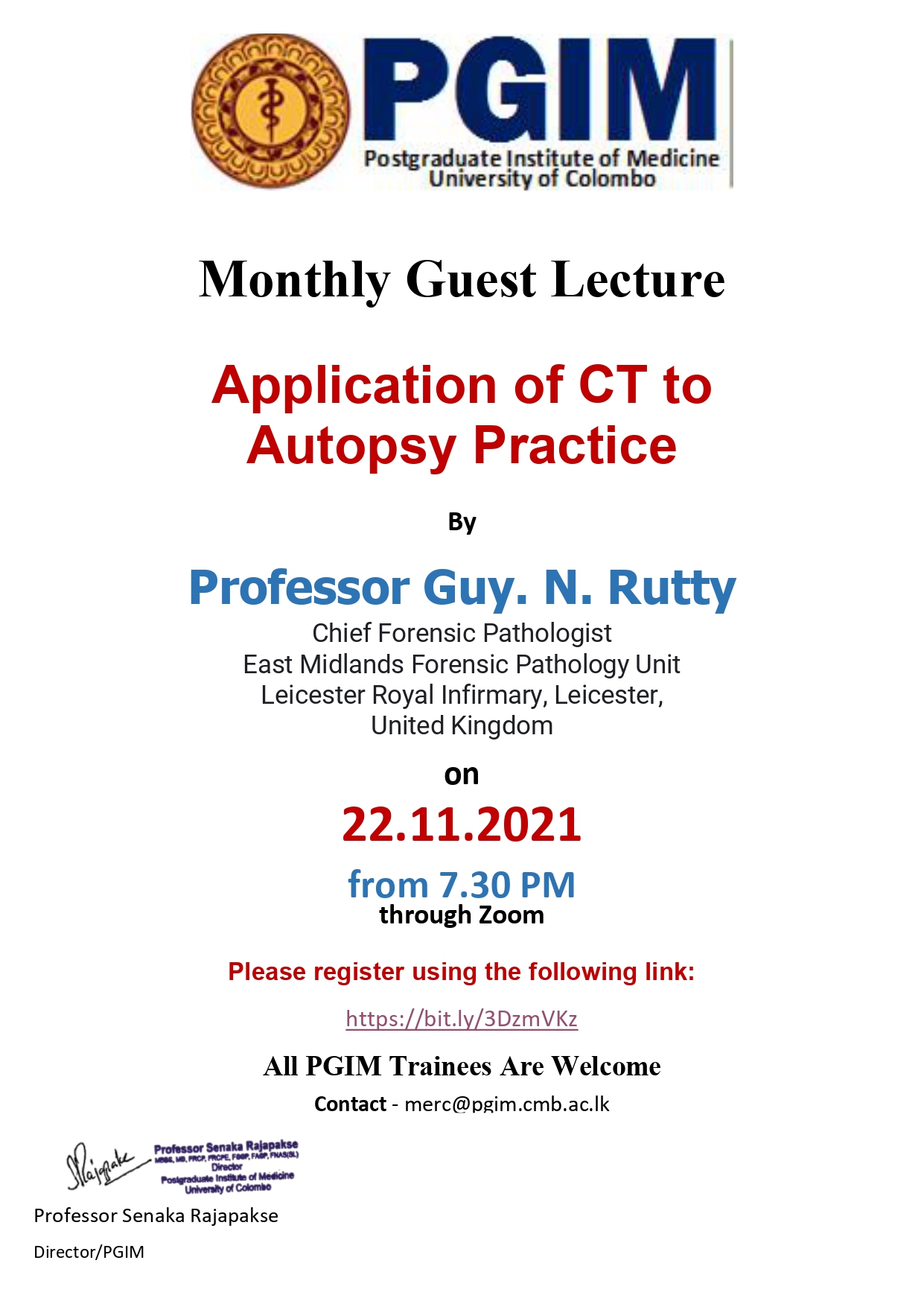 Application of CT to Autopsy Practice  By  Professor Guy. N. Rutty