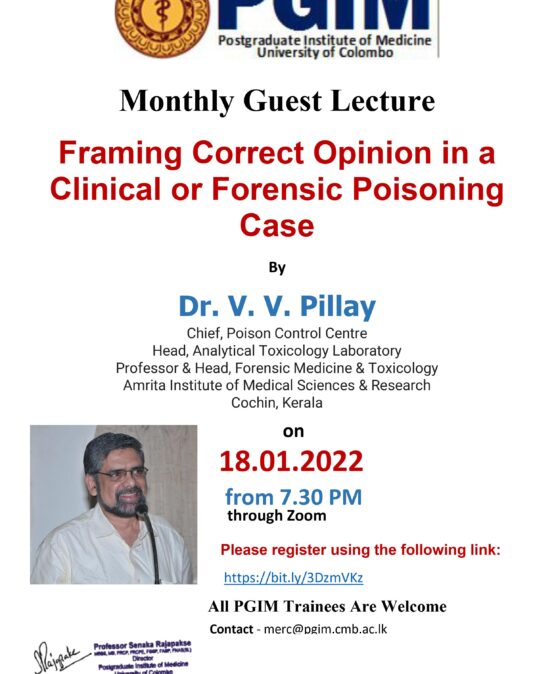 Framing Correct Opinion in a Clinical or Forensic Poisoning Case By Dr. V. V. Pillay