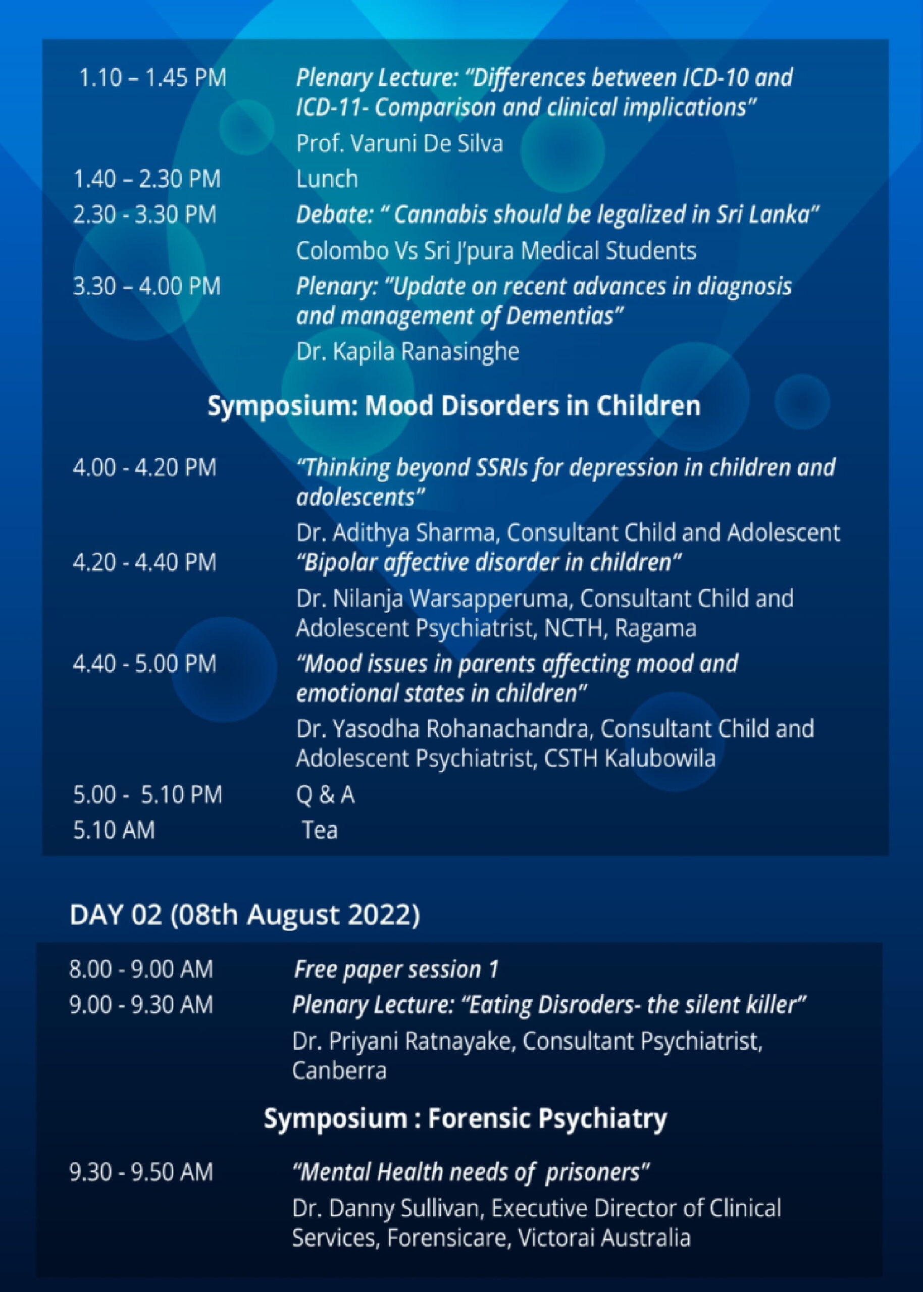 Annual Academic Sessions of the Sri Lanka College of Psychiatrists 2022