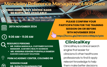 Workshop on How to use Clinicalkey Database and Mendeley Reference Management Software